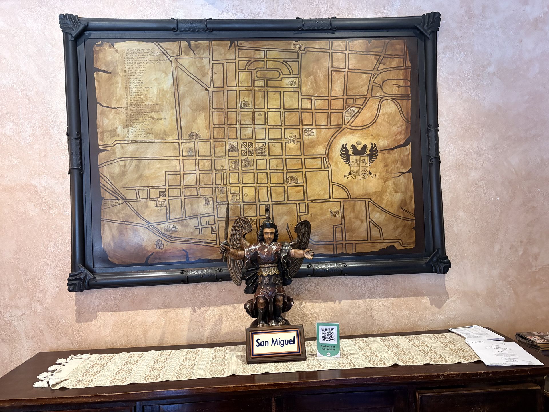 Framed historic map of Antigua Guatemala