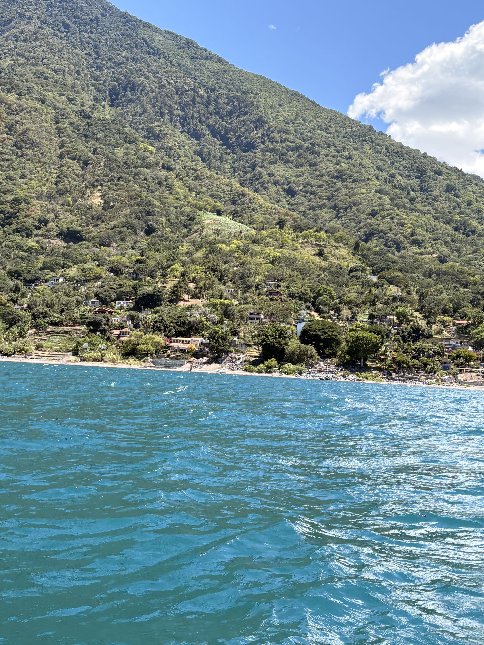 Turquoise interior of a private lancha on Lake Atitlán